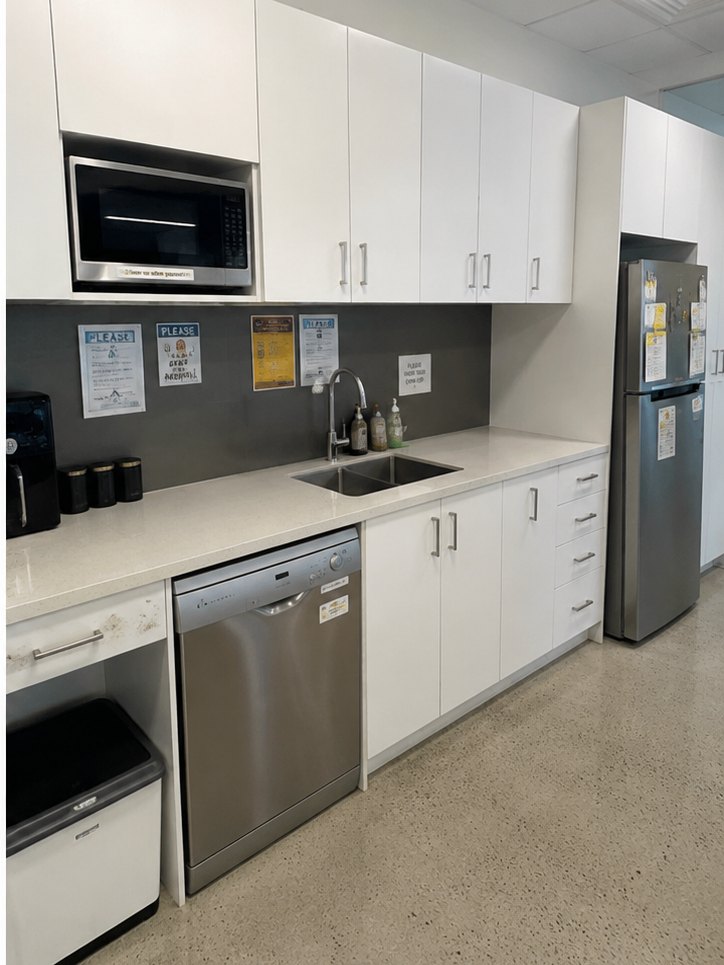 The same office kitchen after cleaning