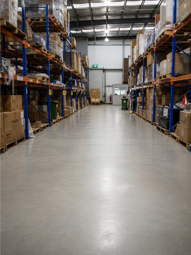 The same warehouse floor after cleaning